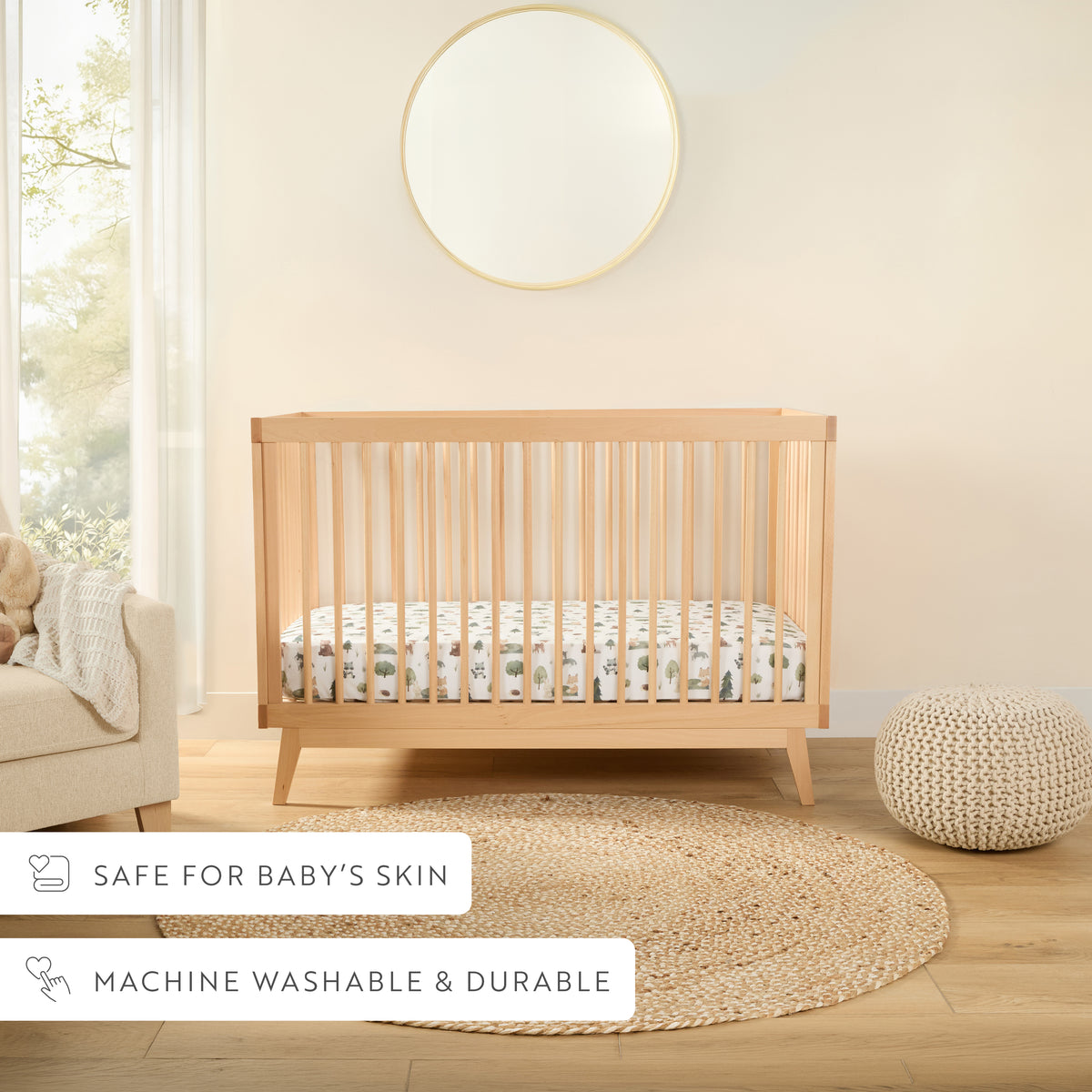 1 Organic Cotton Percale Woodland Whispers Fitted Crib Sheet
