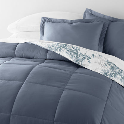 Bamboo Leaves Reversible Down-Alternative Comforter Set (Sale) - Linens And Hutch