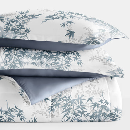 Bamboo Leaves Reversible Down-Alternative Comforter Set (Sale) - Linens And Hutch