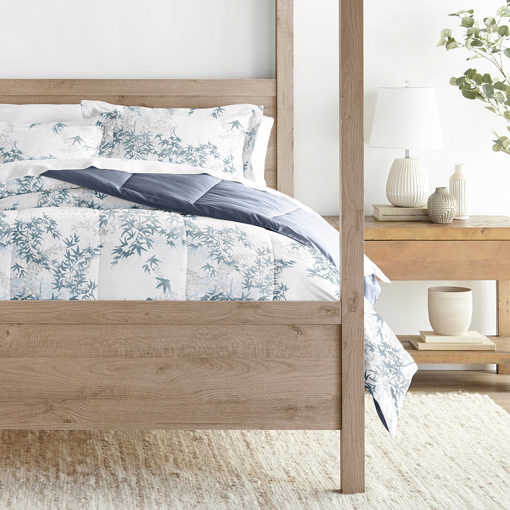 Bamboo Leaves Reversible Down-Alternative Comforter Set (Sale) - Linens And Hutch