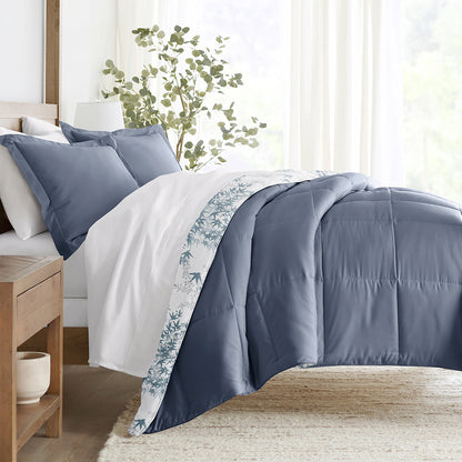 Bamboo Leaves Reversible Down-Alternative Comforter Set (Sale) - Linens And Hutch