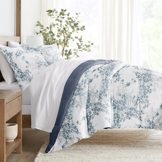 Bamboo Leaves Reversible Down-Alternative Comforter Set (Sale) - Linens And Hutch