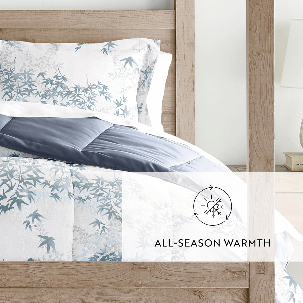 Bamboo Leaves Reversible Down-Alternative Comforter Set (Sale) - Linens And Hutch