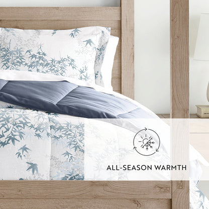 Bamboo Leaves Reversible Down-Alternative Comforter Set (Sale) - Linens And Hutch