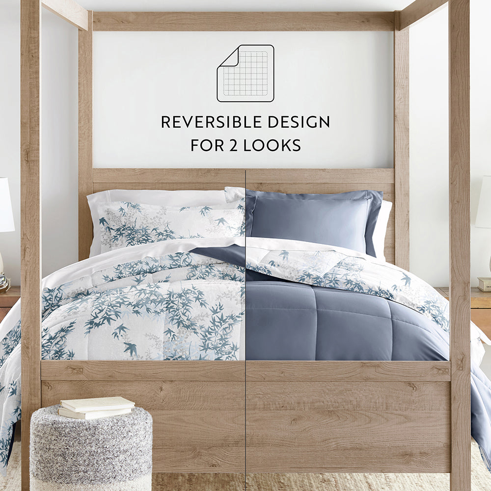Bamboo Leaves Reversible Down-Alternative Comforter Set (Sale) - Linens And Hutch