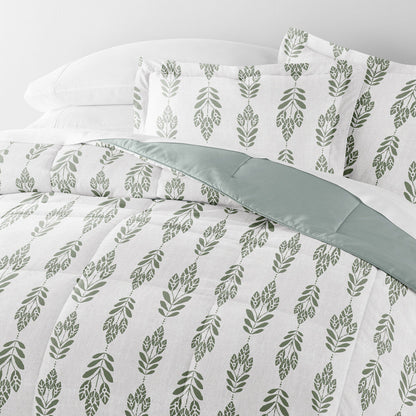 Folk Leaves Reversible Down-Alternative Comforter Set (Sale) - Linens And Hutch