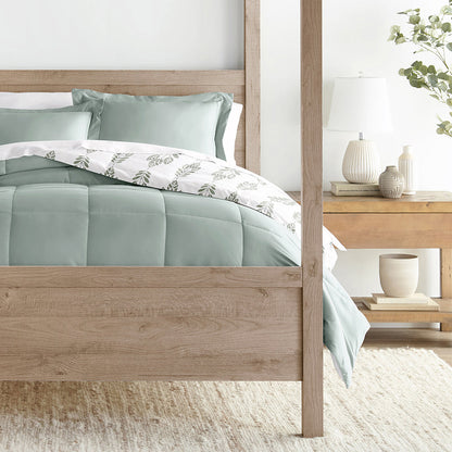 Folk Leaves Reversible Down-Alternative Comforter Set (Sale) - Linens And Hutch