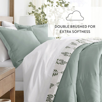 Folk Leaves Reversible Down-Alternative Comforter Set (Sale) - Linens And Hutch
