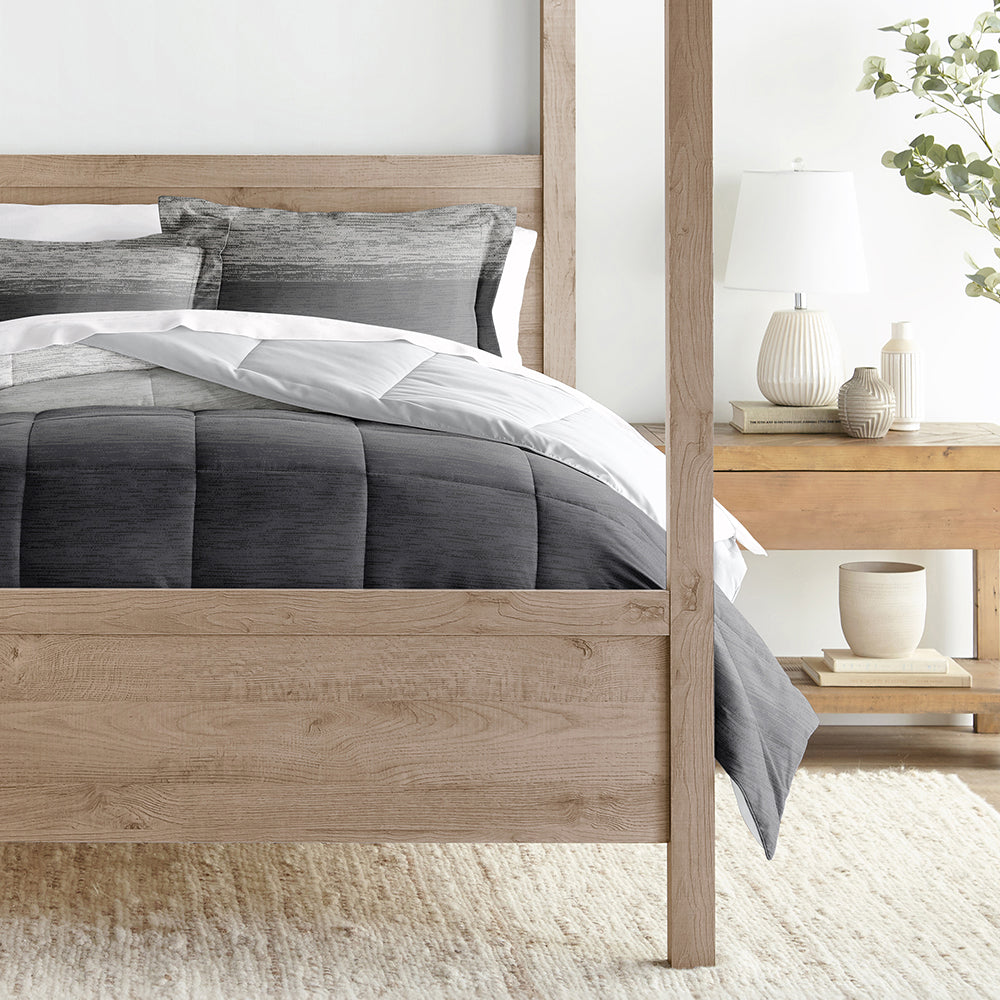 Gray Ombre Reversible Down-Alternative Comforter Set (Sale) - Linens And Hutch