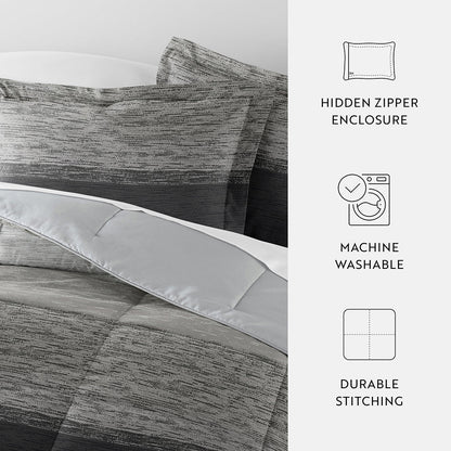 Gray Ombre Reversible Down-Alternative Comforter Set (Sale) - Linens And Hutch