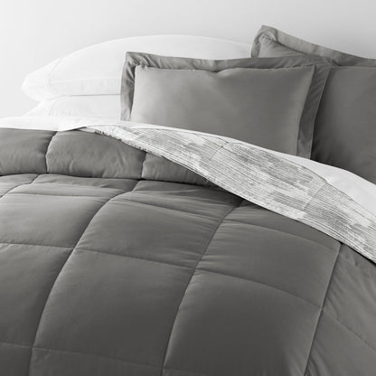Textured Stripe Reversible Down-Alternative Comforter Set (Sale) - Linens And Hutch