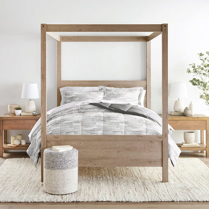 Textured Stripe Reversible Down-Alternative Comforter Set (Sale) - Linens And Hutch