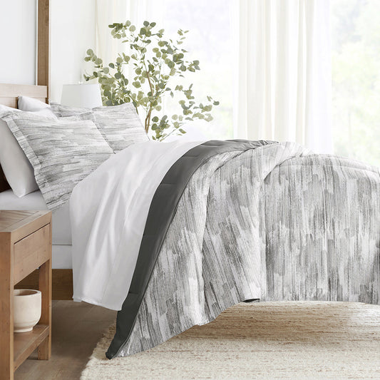 Textured Stripe Reversible Down-Alternative Comforter Set (Sale) - Linens And Hutch