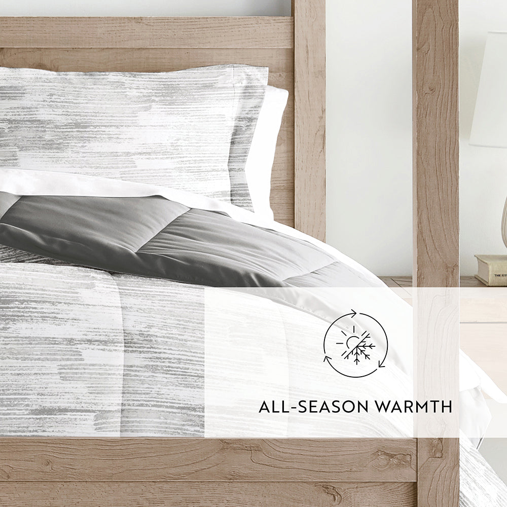 Textured Stripe Reversible Down-Alternative Comforter Set (Sale) - Linens And Hutch