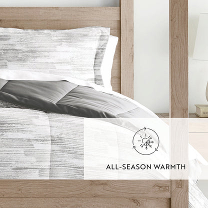 Textured Stripe Reversible Down-Alternative Comforter Set (Sale) - Linens And Hutch