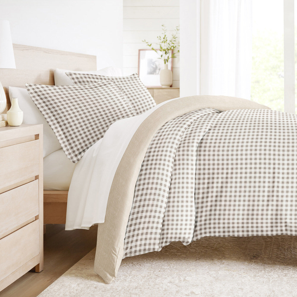 Gingham Check Pattern 3-Piece Reversible Duvet Cover Set (Sale) - Linens And Hutch