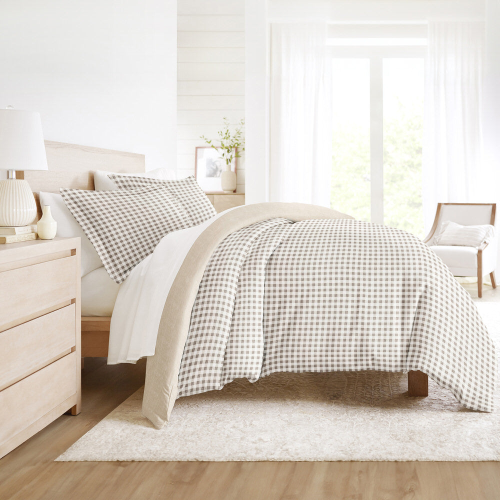 Gingham Check Pattern 3-Piece Reversible Duvet Cover Set (Sale) - Linens And Hutch