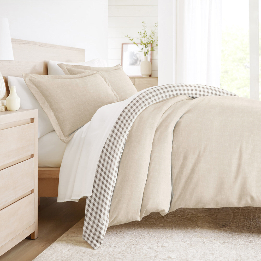 Gingham Check Pattern 3-Piece Reversible Duvet Cover Set (Sale) - Linens And Hutch