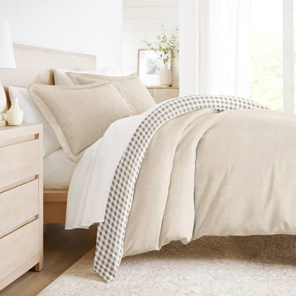 Gingham Check Pattern 3-Piece Reversible Duvet Cover Set (Sale) - Linens And Hutch