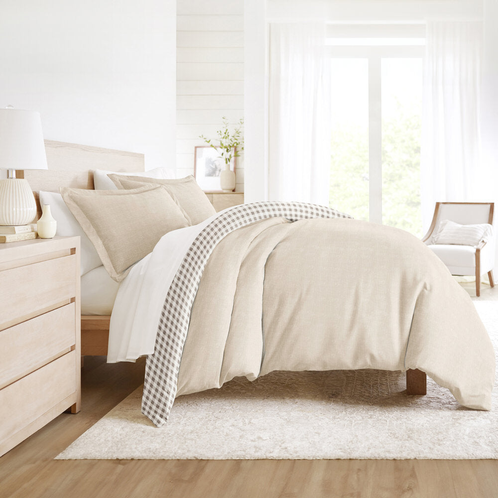 Gingham Check Pattern 3-Piece Reversible Duvet Cover Set (Sale) - Linens And Hutch