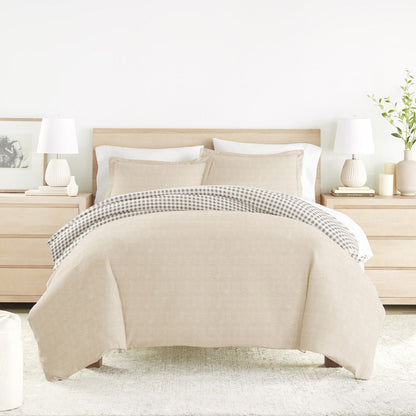 Gingham Check Pattern 3-Piece Reversible Duvet Cover Set (Sale) - Linens And Hutch