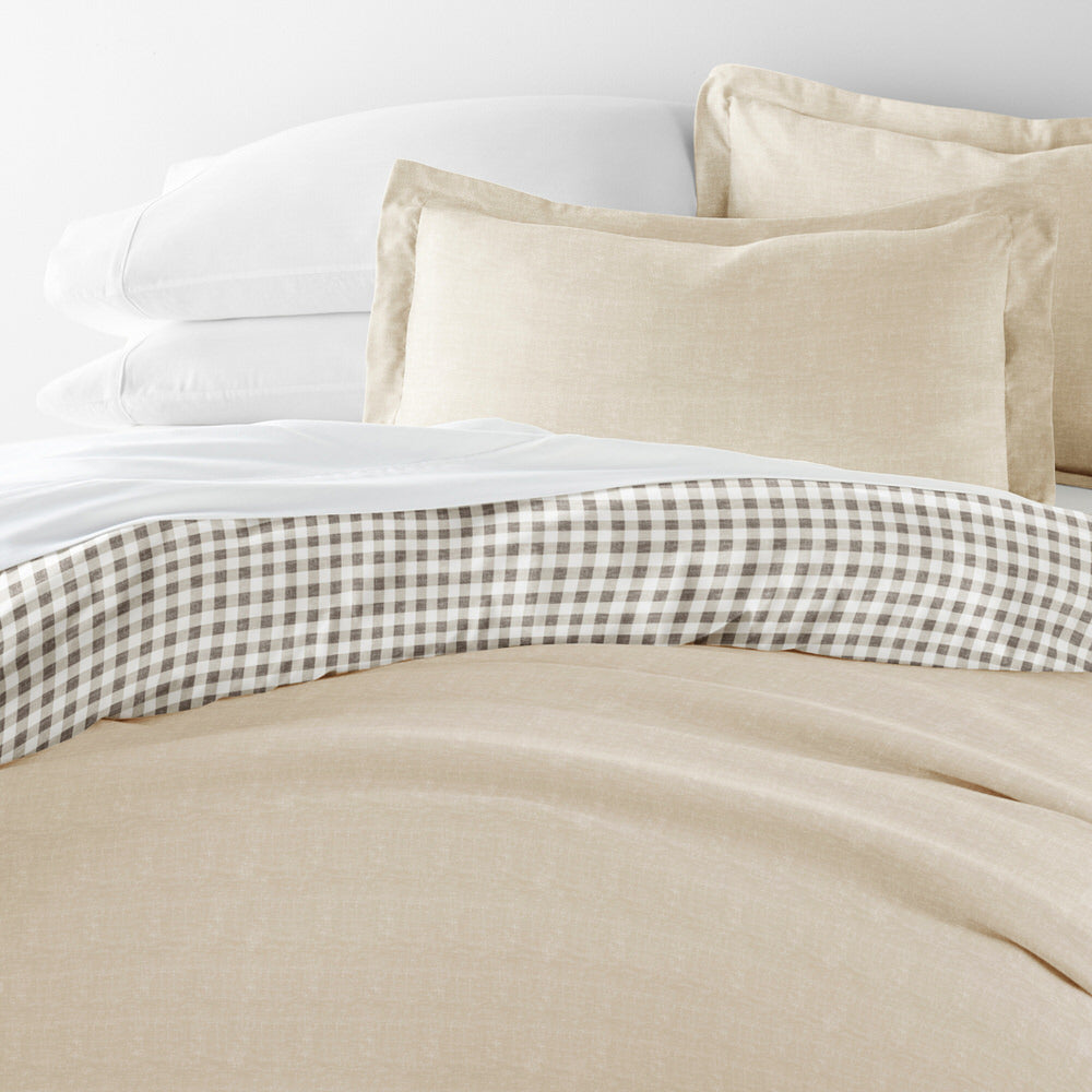 Gingham Check Pattern 3-Piece Reversible Duvet Cover Set (Sale) - Linens And Hutch