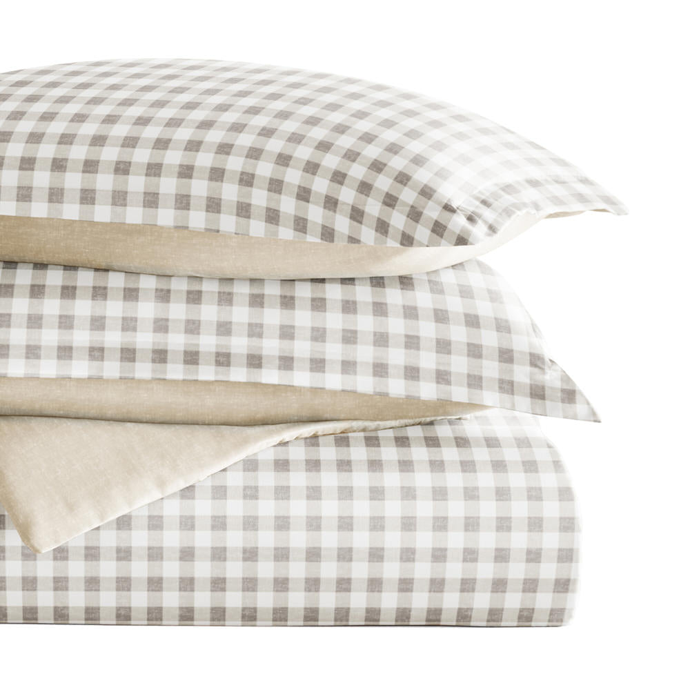 Gingham Check Pattern 3-Piece Reversible Duvet Cover Set (Sale) - Linens And Hutch