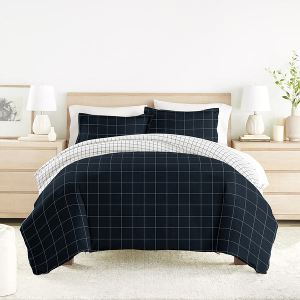 Rustic Windowpane Pattern Reversible Duvet Cover Set – Linens And Hutch