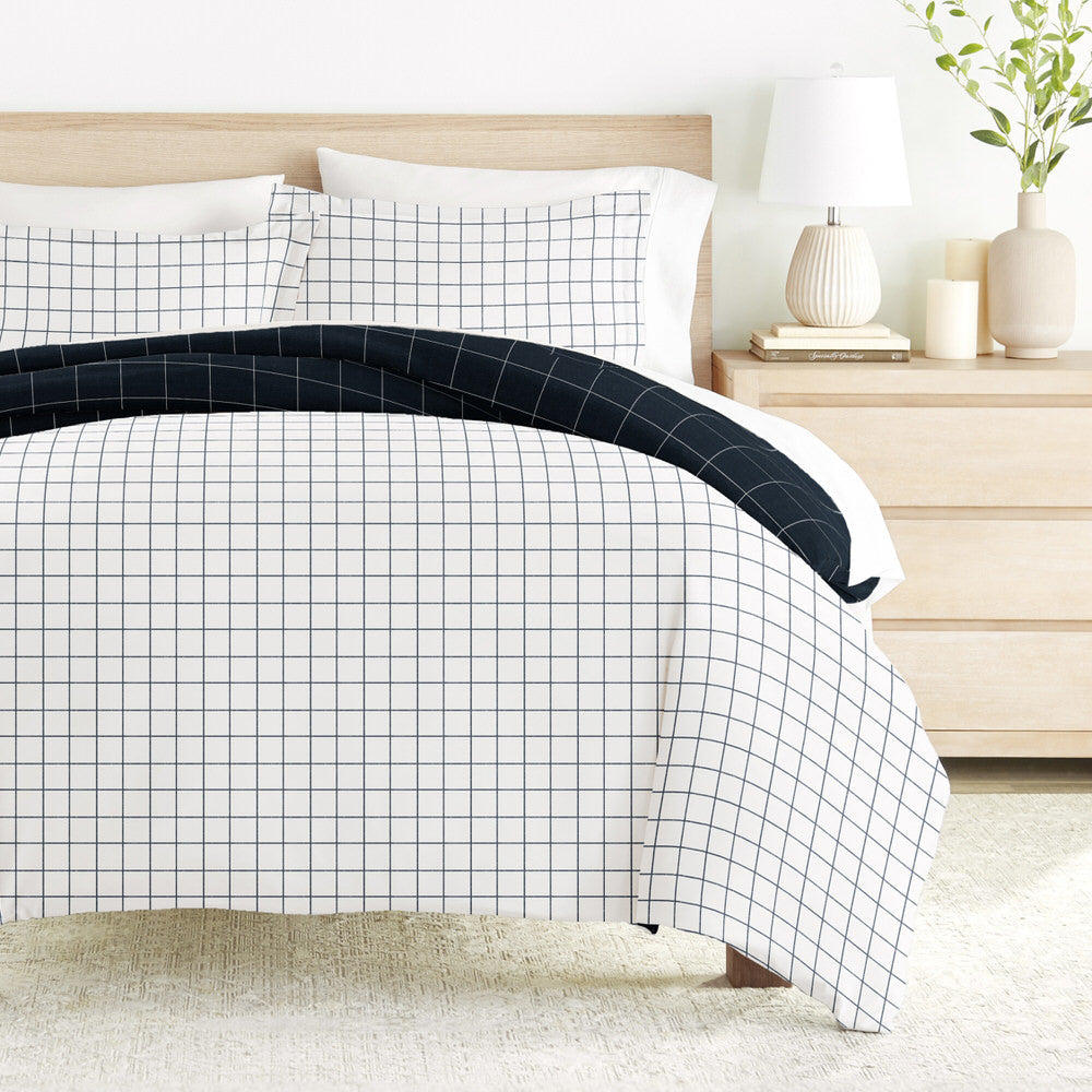 Rustic Windowpane Pattern 3-Piece Reversible Duvet Cover Set (Sale) - Linens And Hutch