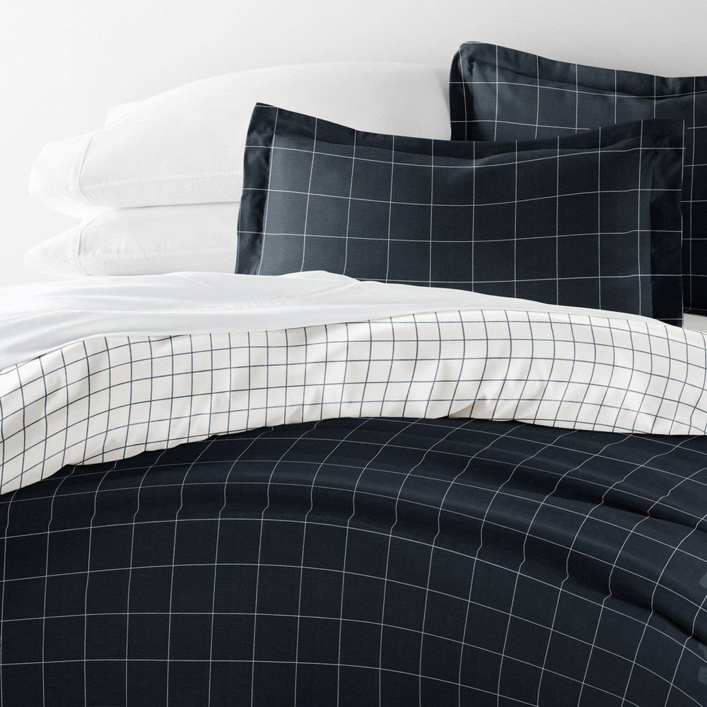 Rustic Windowpane Pattern 3-Piece Reversible Duvet Cover Set (Sale) - Linens And Hutch