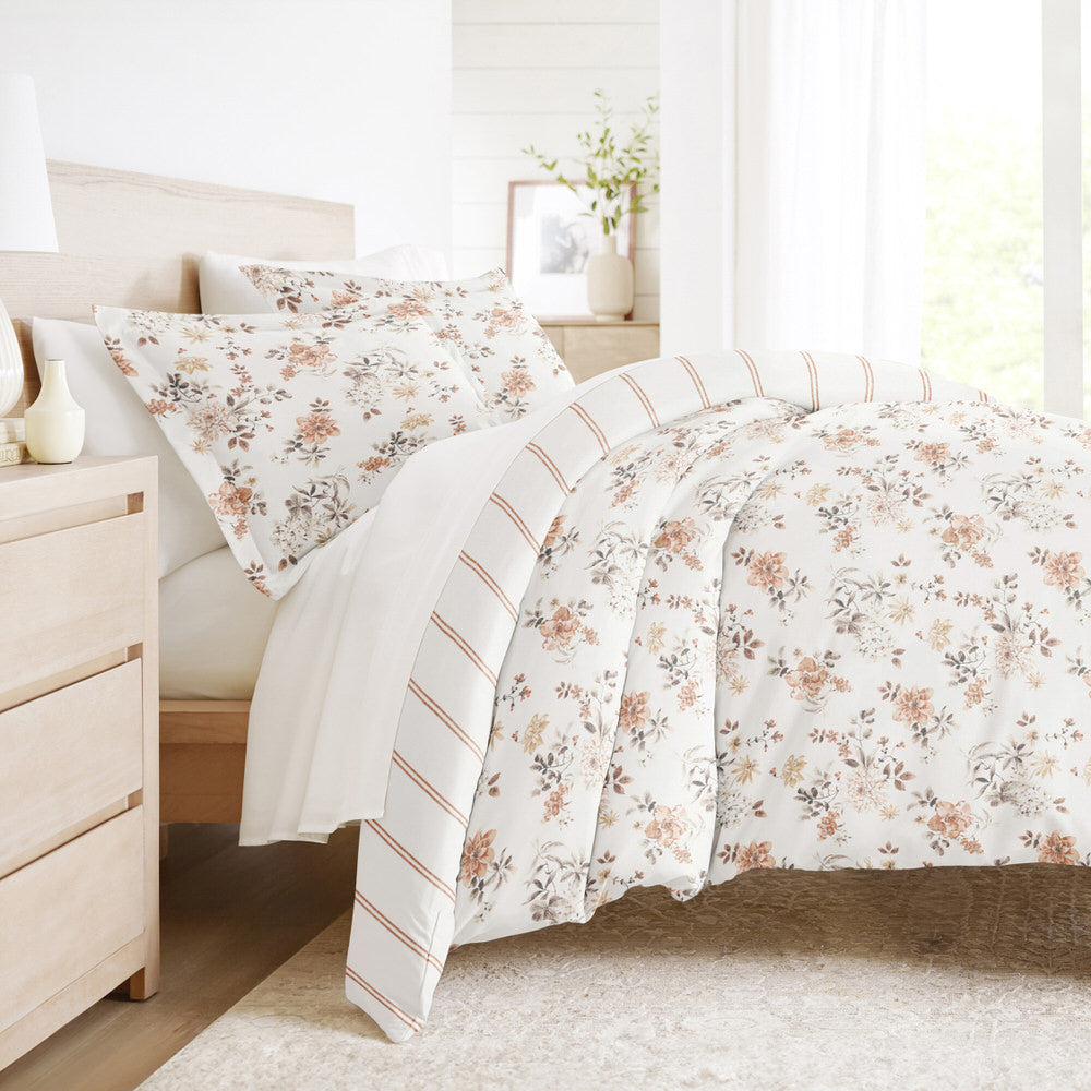 Sunset Garden Pattern 3-Piece Reversible Duvet Cover Set (Sale) - Linens And Hutch