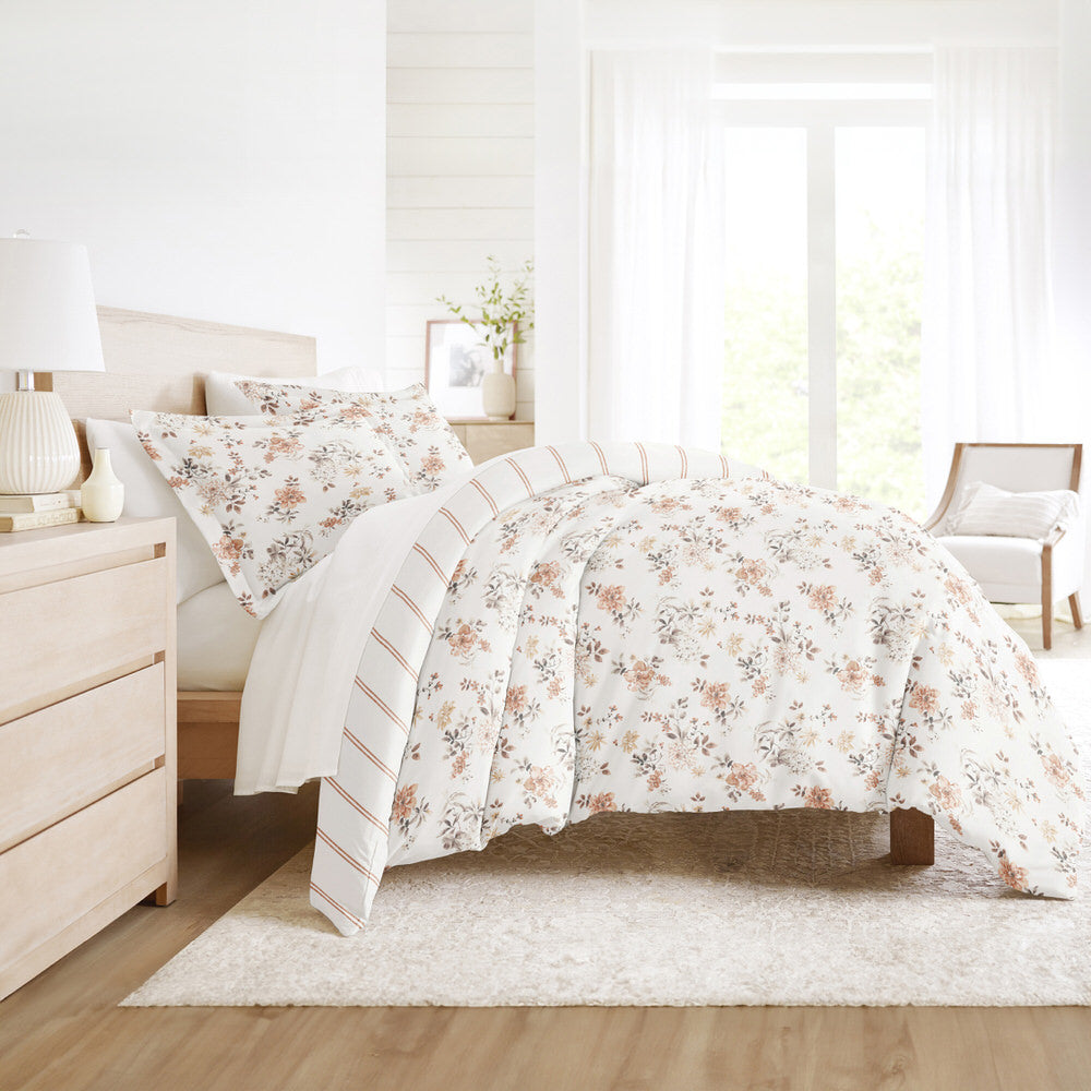 Sunset Garden Pattern 3-Piece Reversible Duvet Cover Set (Sale) - Linens And Hutch