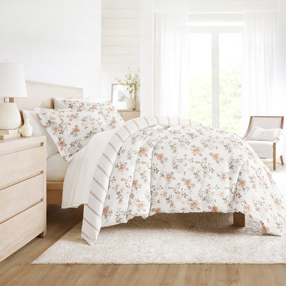 Sunset Garden Pattern 3-Piece Reversible Duvet Cover Set (Sale) - Linens And Hutch