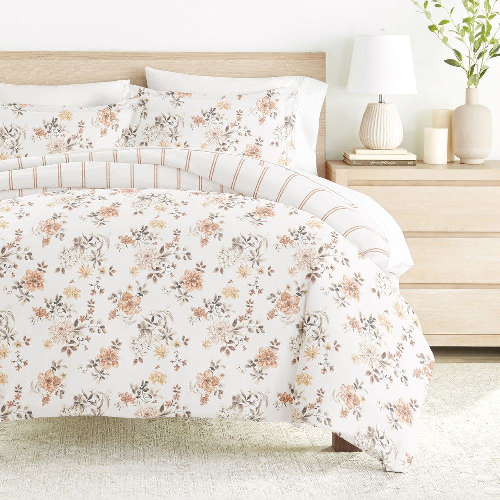 Sunset Garden Pattern 3-Piece Reversible Duvet Cover Set (Sale) - Linens And Hutch