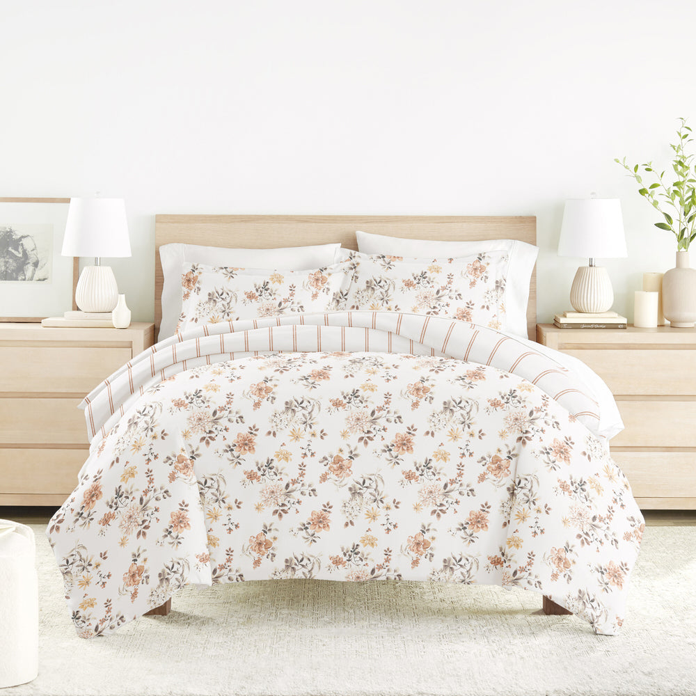 Sunset Garden Pattern 3-Piece Reversible Duvet Cover Set (Sale) - Linens And Hutch