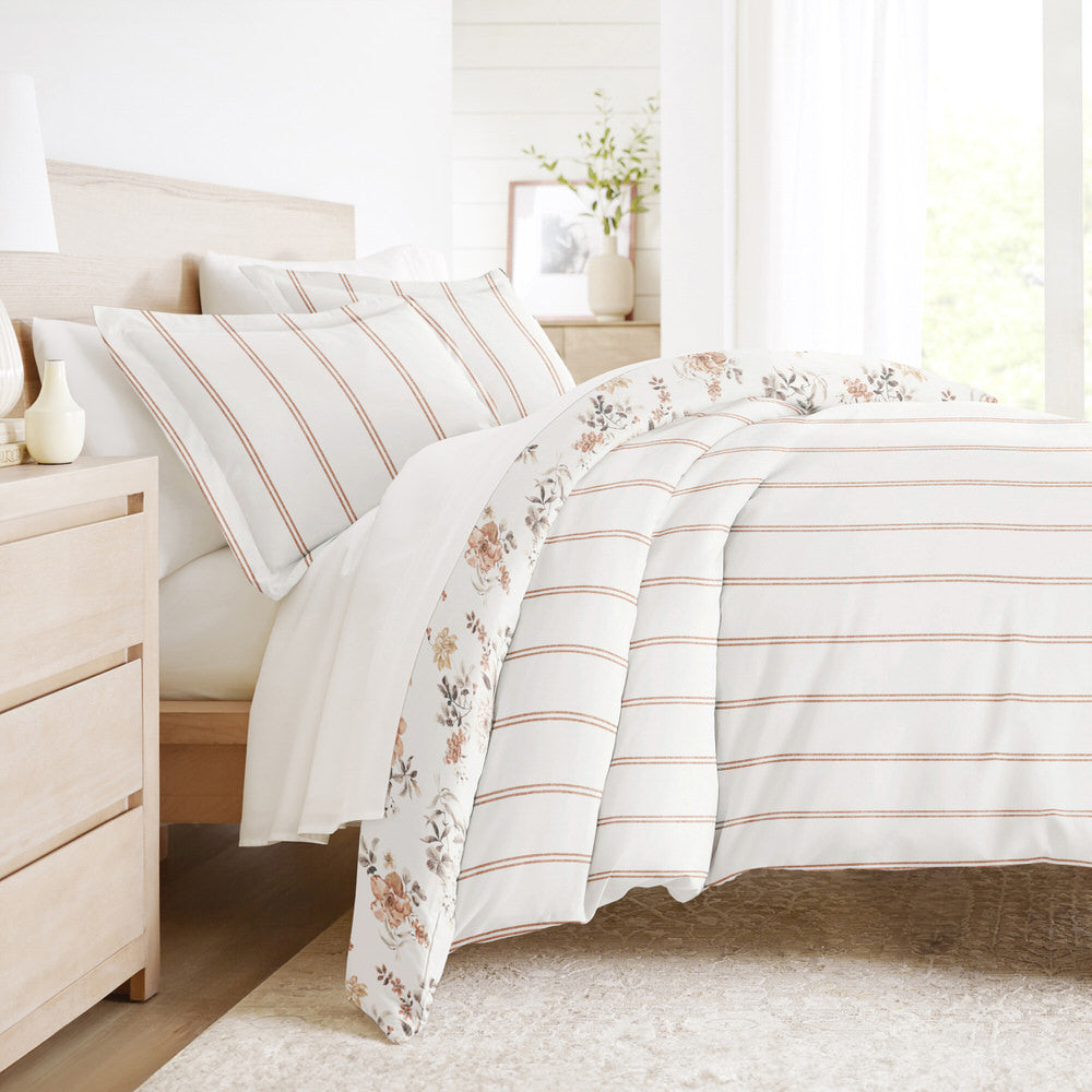 Sunset Garden Pattern 3-Piece Reversible Duvet Cover Set (Sale) - Linens And Hutch