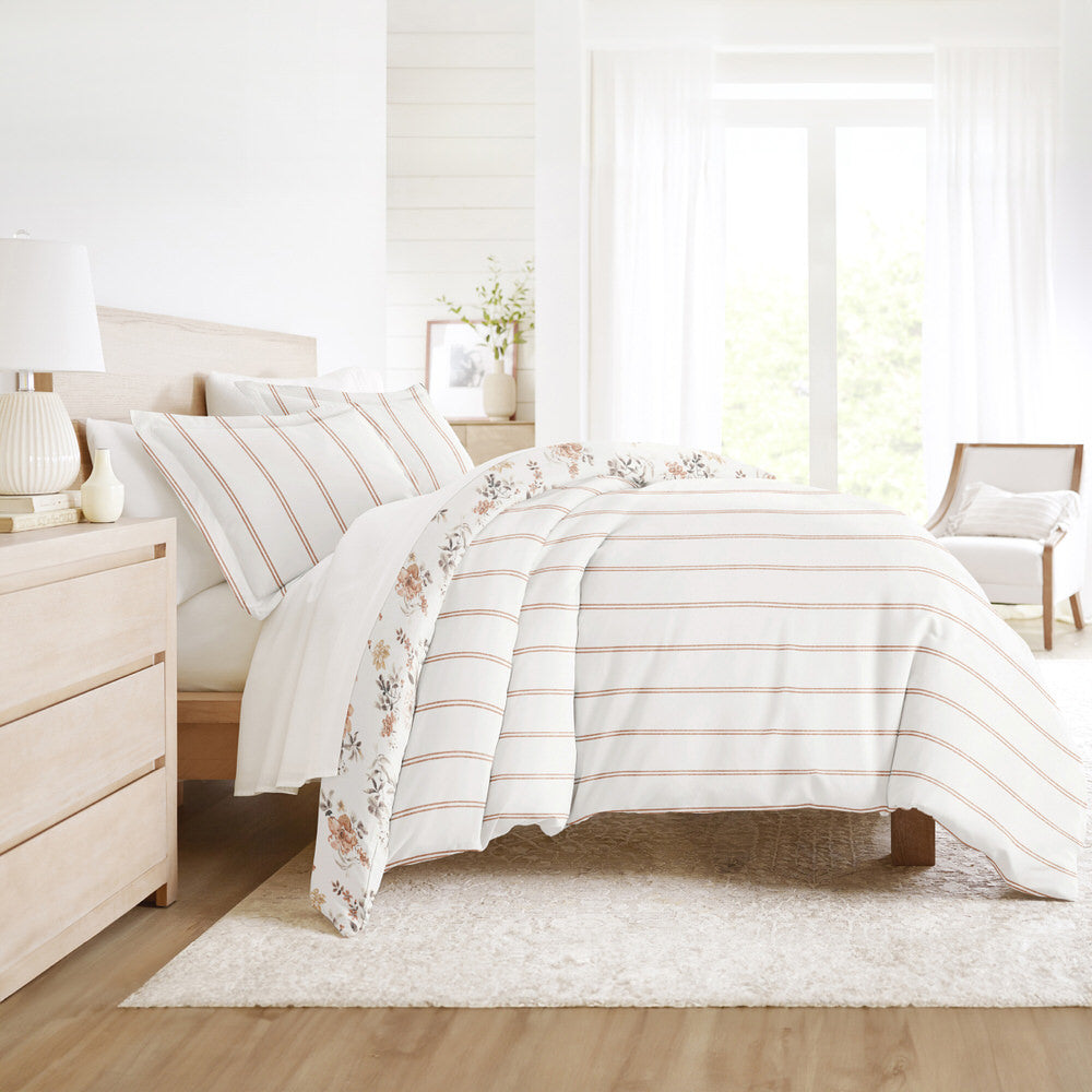 Sunset Garden Pattern 3-Piece Reversible Duvet Cover Set (Sale) - Linens And Hutch
