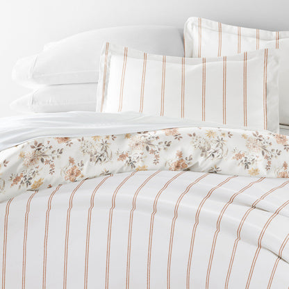 Sunset Garden Pattern 3-Piece Reversible Duvet Cover Set (Sale) - Linens And Hutch