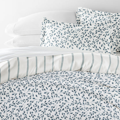 Watercolor Vines Pattern 3-Piece Reversible Duvet Cover Set (Sale) - Linens And Hutch