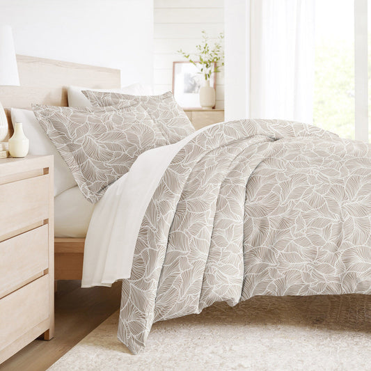 Linear Leaves Pattern 3-Piece Duvet Cover Set (Sale) - Linens And Hutch