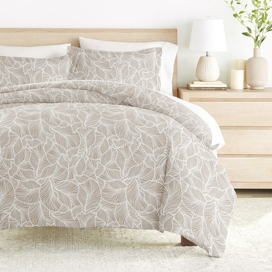 Linear Leaves Pattern 3-Piece Duvet Cover Set (Sale) - Linens And Hutch