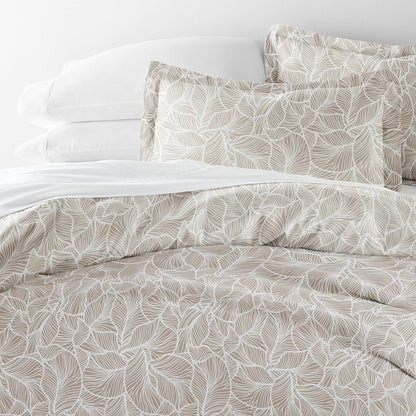 Linear Leaves Pattern 3-Piece Duvet Cover Set (Sale) - Linens And Hutch