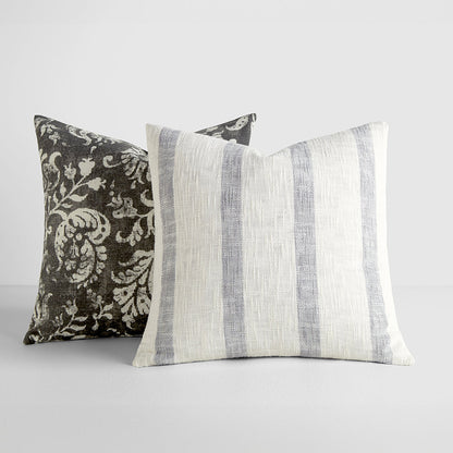 2-Pack Yarn-Dyed Awning Stripe / Distressed Floral Décor Throw Pillows (Sale) - Linens And Hutch