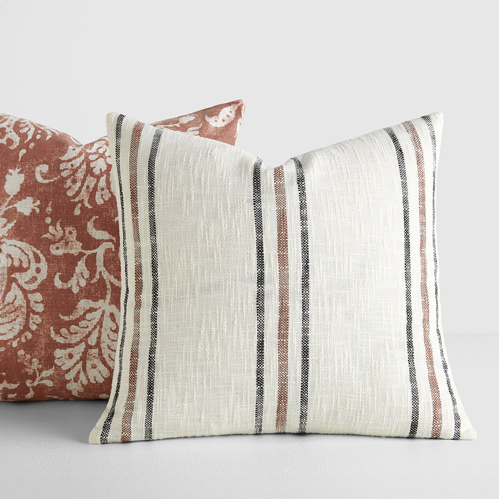 2-Pack Yarn-Dyed Framed Stripe / Distressed Floral Decor Throw Pillows (Sale) - Linens And Hutch