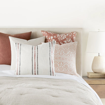 2-Pack Yarn-Dyed Framed Stripe / Distressed Floral Decor Throw Pillows (Sale) - Linens And Hutch