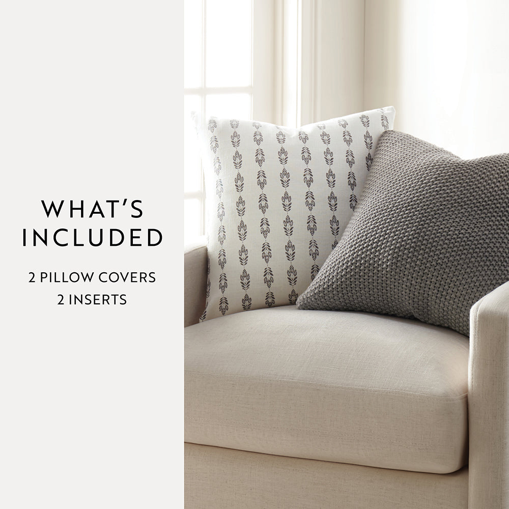 2-Pack Seed Stitch Knit With Folk Leaves Décor Throw Pillows (Sale) - Linens And Hutch