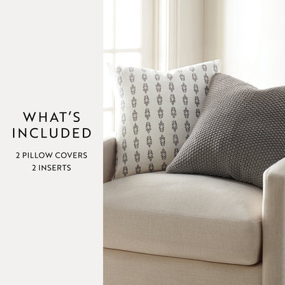 2-Pack Seed Stitch Knit With Folk Leaves Décor Throw Pillows (Sale) - Linens And Hutch