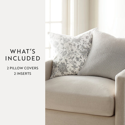 2-Pack Seed Stitch Knit With Jacobean Décor Throw Pillows (Sale) - Linens And Hutch