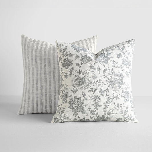 2-Pack Yarn-Dyed Bengal Stripe / Jacobean Décor Throw Pillows (Sale) - Linens And Hutch