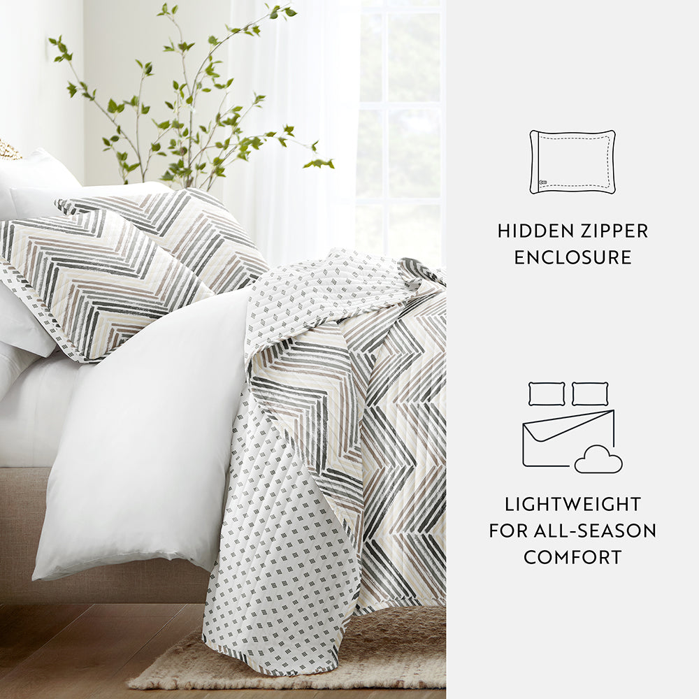 Diamond Chevron Reversible Quilted Coverlet Set (Sale) - Linens And Hutch